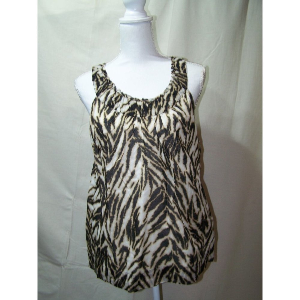 Talbots Tank Top Tunic 14 Petites Black White Babydoll